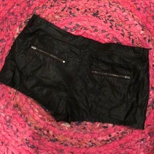 Black leather shorts